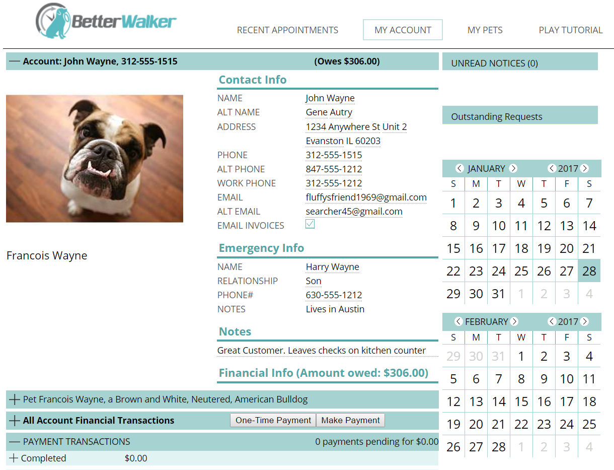 BetterWalker Client Portal Screen