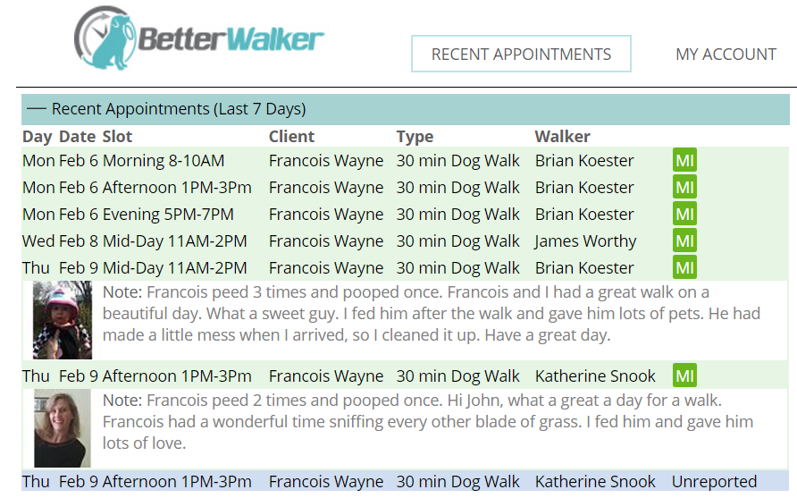 BetterWalker Recent Appointments